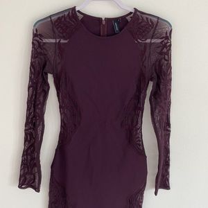 Marciano Purple Plum Long Sleeve Fitted Dress Sx. Xs